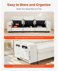 Gouun 100 in Modular 3-Seater Sofa with Deep Seats, Hidden Storage, and Velvet Upholstery