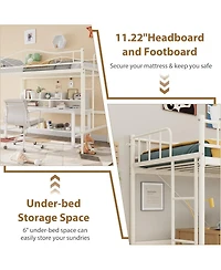 gaomon Metal Loft Bed with Ladder Guardrail Heavy Duty 400 Lbs No Box Spring Easy Assembly
