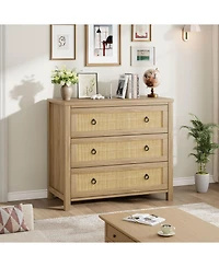 gaomon Drawer Dresser for Bedroom, Wide Rattan Dresser, Boho Chest of Drawers