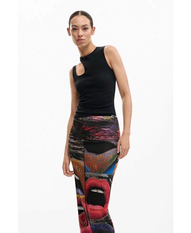 Desigual Women's Printed Skirt With Lips