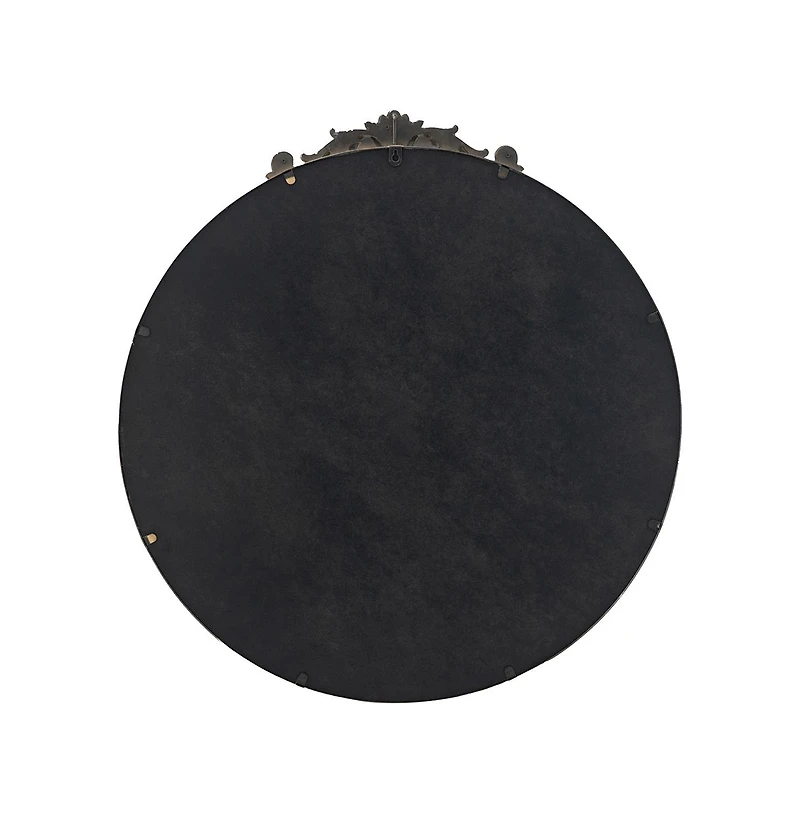 Busdays 30" x 32" Round Mirror, Wall Mounted Mirror with Metal Frame for Bathroom Living Room