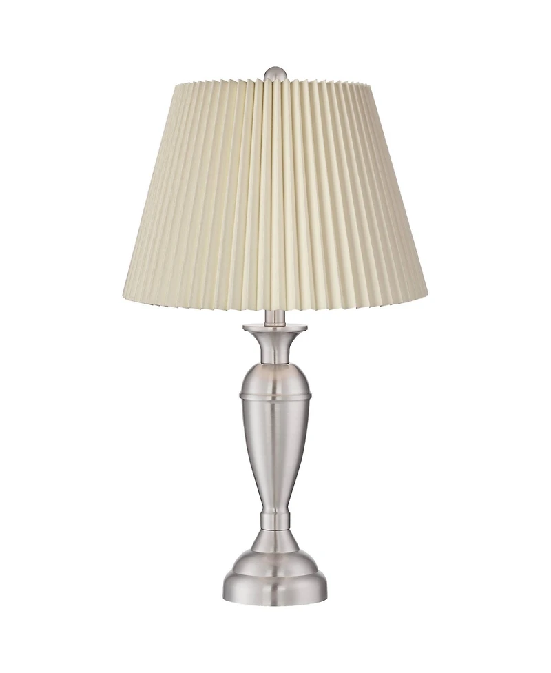 Regency Hill Blair Traditional Table Lamps 25" High Set of 2 Brushed Nickel Linen for Bedroom Living Room Bedside Nightstand Office