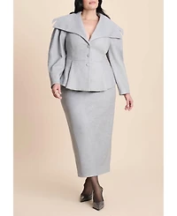 Eloquii Women's Wide Collar Peplum Heathered Jacket