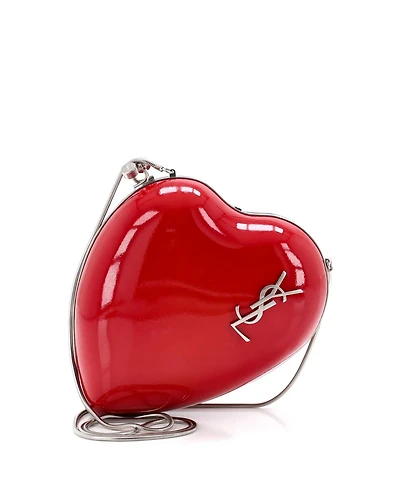 Pre-Owned Saint Laurent Small Love Heart Chain Box Clutch Patent