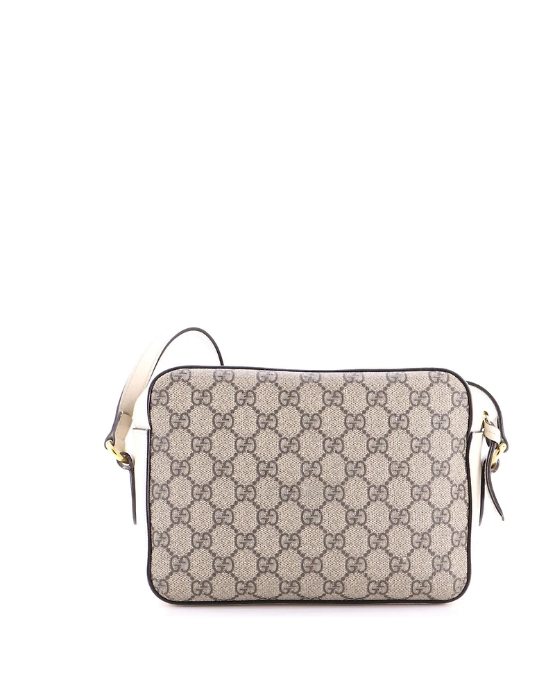 Pre-Owned Gucci Small Horsebit 1955 Flap Pocket Camera Bag Gg Coated Canvas and Leather