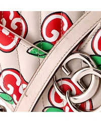 Pre-Owned Gucci Small Gg Marmont Flap Bag Printed Diagonal Quilted Leather