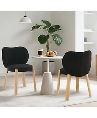 gaomon Set of 2 Heart-Back Teddy Vanity Chairs, Armless Small-Space Seating, 300 lb Capacity, Fits Under 24" Desks
