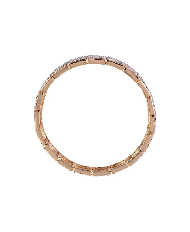 Laundry by Shelli Segal Tone Tile Stretch Bracelet with Pave Crystal Stone Accents