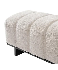 Maison Boucle 63.62" Sherpa Boucle Upholstered Bench, Rubberwood Legs
