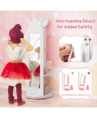 Gouun Princess Vanity Table and Stool Set with Jewelry Cabinet and Full-Length Mirror