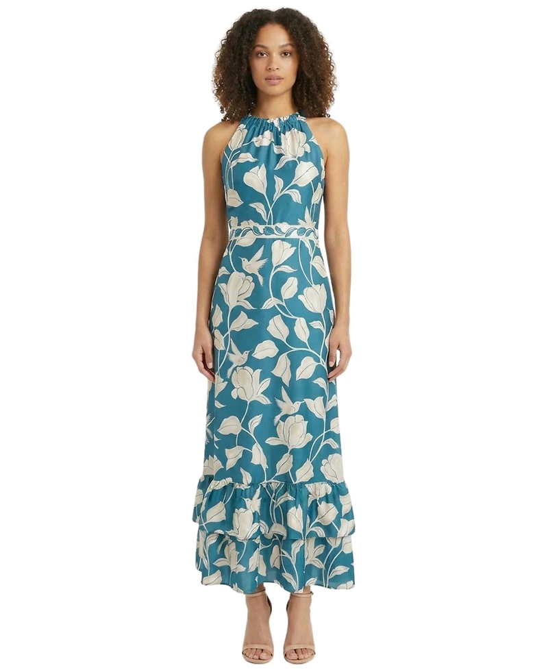 Maggy London Women's Halter Neck Tiered Maxi Dress