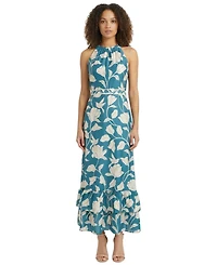 Maggy London Women's Halter Neck Tiered Maxi Dress