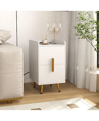 Gouun Nightstand with 2 Drawers and Usb Charging Ports