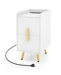 Gouun Nightstand with 2 Drawers and Usb Charging Ports