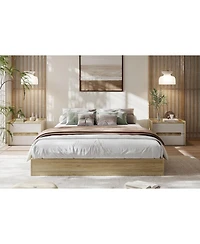 gaomon Wood Platform Bed Frame Sturdy Wooden Bed Slat Support No Box Spring Minimalist Floor-Standing Easy Assembly Burlywood
