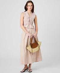 French Connection Women's Gingham Ruched Waist Midi Skirt