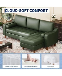 gaomon 88.9" L-Shaped Sofa with Chaise, Mid-Century Modern 3-Seater Couch