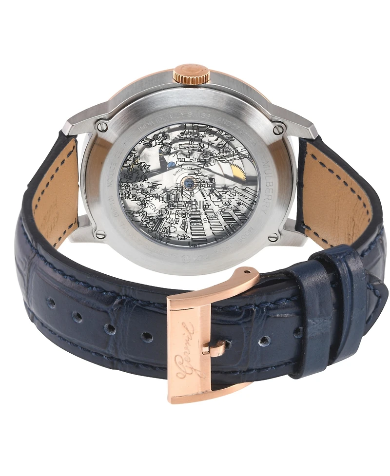 Gevril Men's Mulberry Swiss Automatic Leather Strap Watch