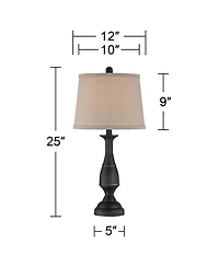 Regency Hill Ben 25" High Candlestick Traditional Table Lamps Set of 2 WiFi Smart Socket Dark Bronze Metal Living Room Bedroom
