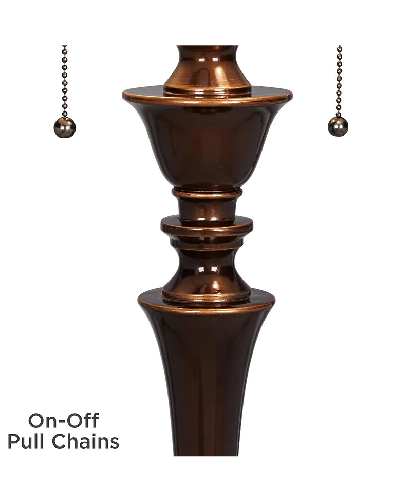 Regency Hill Brooke Traditional 60" Tall Standing Floor Lamps Set of 2 Lights Pull Chain Metal Bronze Finish Living Room