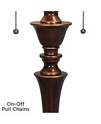 Regency Hill Brooke Traditional 60" Tall Standing Floor Lamps Set of 2 Lights Pull Chain Metal Bronze Finish Living Room