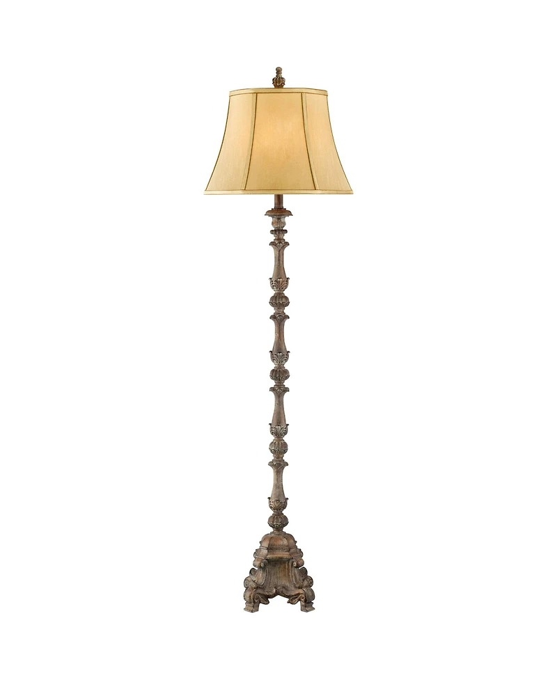 Regency Hill French Traditional 62" Tall Standing Floor Lamps Set of 2 Lights Candlestick Faux Wood Finish Living Room