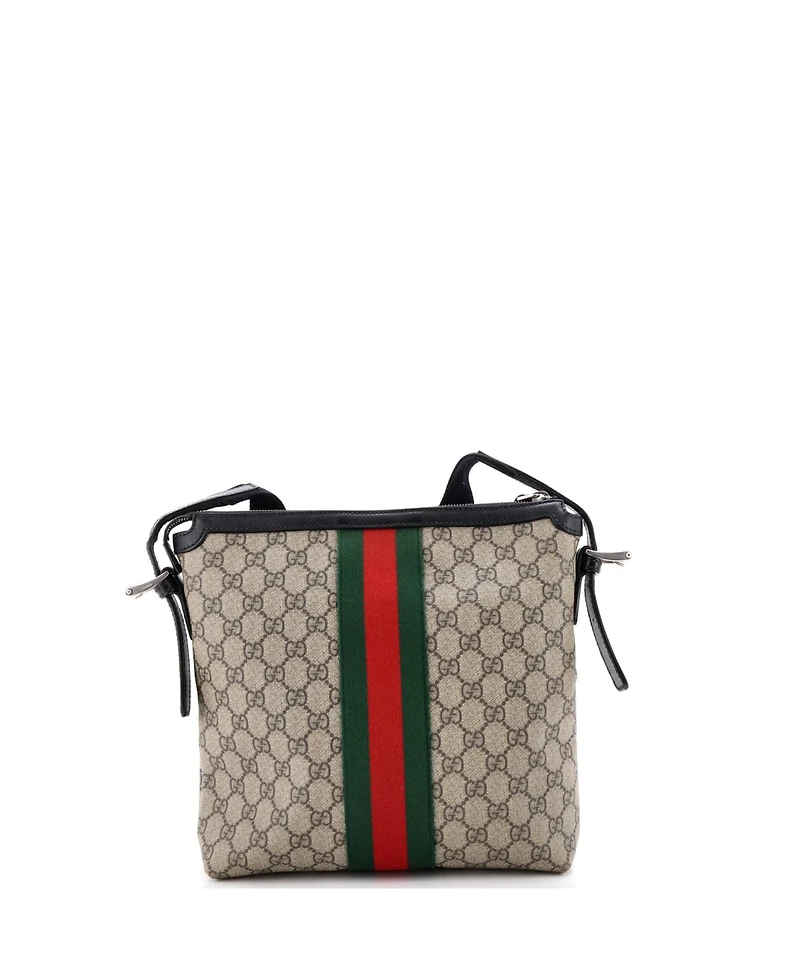 Pre-Owned Gucci Medium Web Messenger Bag Gg Coated Canvas