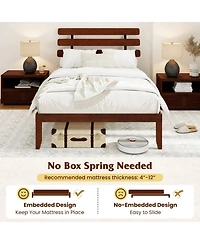 GOUUNl Metal and Wood Platform Bed Frame with Headboard and Retro Headboard