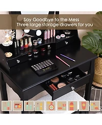 Gouun Oval Mirror Makeup Vanity Set with 10 Led Dimmable Bulbs and 3 Drawers