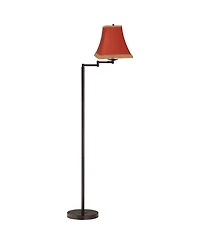 360 Lighting Swing Arm Floor Lamp 60.5" Tall Bronze Rust Fabric Shade with Gold Trim for Living Room Reading Bedroom Office