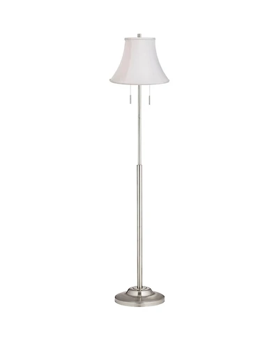 360 Lighting Modern Floor Lamp Brushed Nickel Imperial Fabric Bell Shade for Living Room Reading Bedroom Office