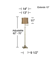 360 Lighting Swing Arm Floor Lamp Adjustable Height 70" Tall Antique Brass Copper Circles Drum Shade for Living Room Reading Bedroom Office