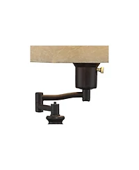 Regency Hill Traditional Swing Arm Desk Table Lamps 21.75" High Set of 2 with Usb Port Bronze Metal Faux Leather Shade for Living Room Bedroom