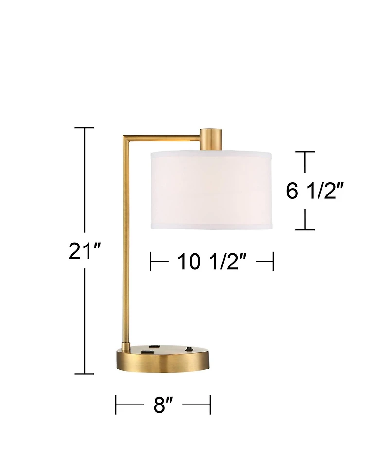 360 Lighting Colby 21" High Small Modern Desk Lamps Set of 2 Usb Port Ac Power Outlet Finish Metal Charging