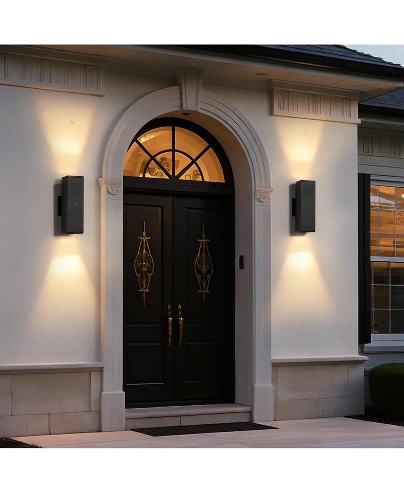 Busdays 2-Pack Dusk to Dawn Outdoor Wall Sconce, Square Sensor Light for Porch Patio Garage