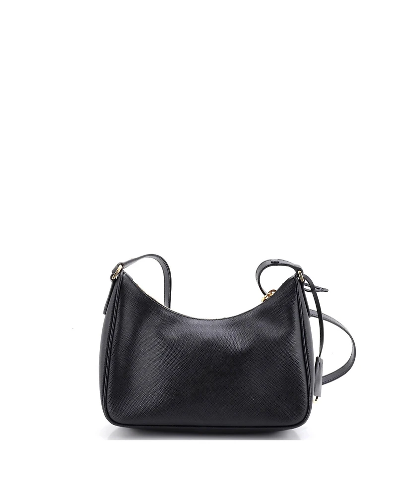 Pre-Owned Prada Mini Adjustable Handle Zip Hobo Saffiano Leather