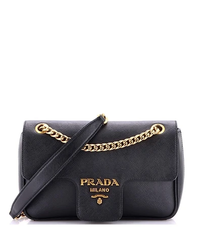 Pre-Owned Prada Small Pattina Flap Shoulder Bag Saffiano Leather