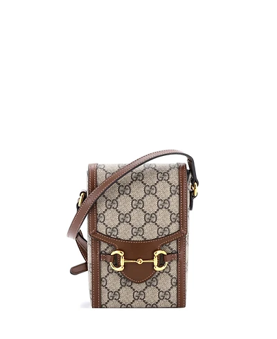 Pre-Owned Gucci Mini Horsebit 1955 Crossbody Bag Gg Coated Canvas with Leather