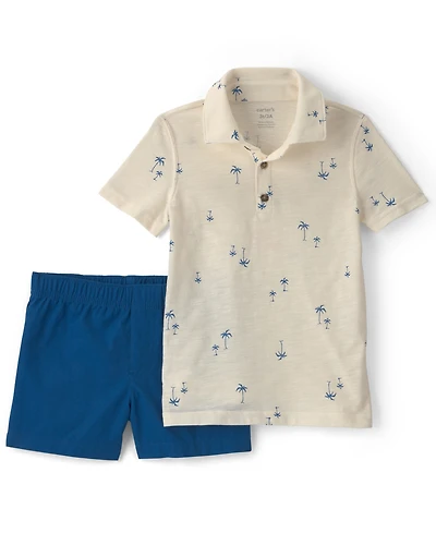 Carter's Boys' 2T-5T Palm Tree Polo Shirt and Shorts, 2-Piece Set