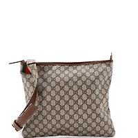 Pre-Owned Gucci Large Web Loop Flat Messenger Gg Coated Canvas