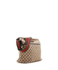 Pre-Owned Gucci Medium Front Pocket Web Messenger Gg Canvas
