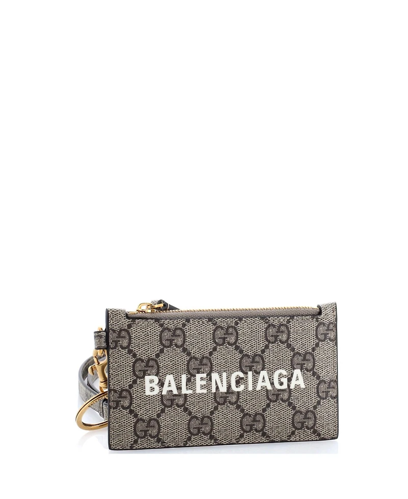 Pre-Owned Gucci x Balenciaga The Hacker Project Zip Card Case with Strap Gg Coated Canvas