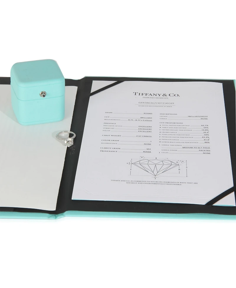 Pre-Owned Tiffany & Co 2.57 ct Round Brilliant Diamond Pave Solitaire Engagement Ring