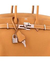 Pre-Owned HERMES Birkin 30 Handbag Brown Clemence with Palladium Hardware