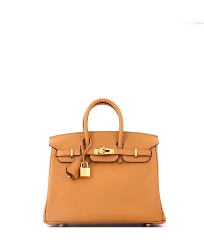 Pre-Owned Hermes Birkin 25 Handbag Brown Swift with Gold Hardware