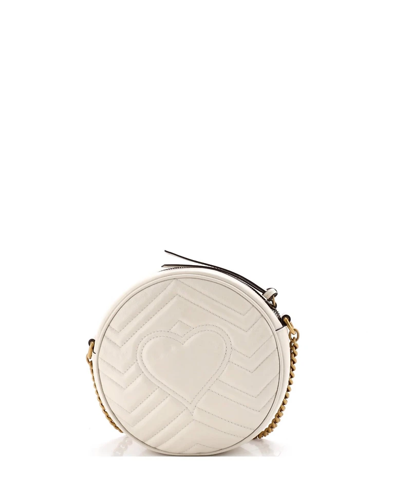 Pre-Owned Gucci Mini Gg Marmont Round Shoulder Bag Matelasse Leather
