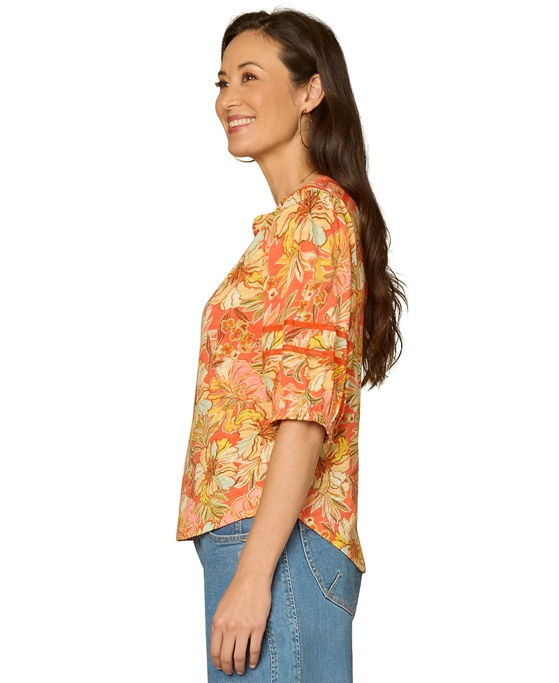 Democracy Women's Mandarin Collar Top