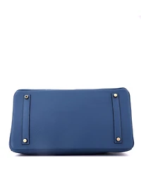 Pre-Owned HERMES Birkin 35 Handbag Blue Clemence with Gold Hardware