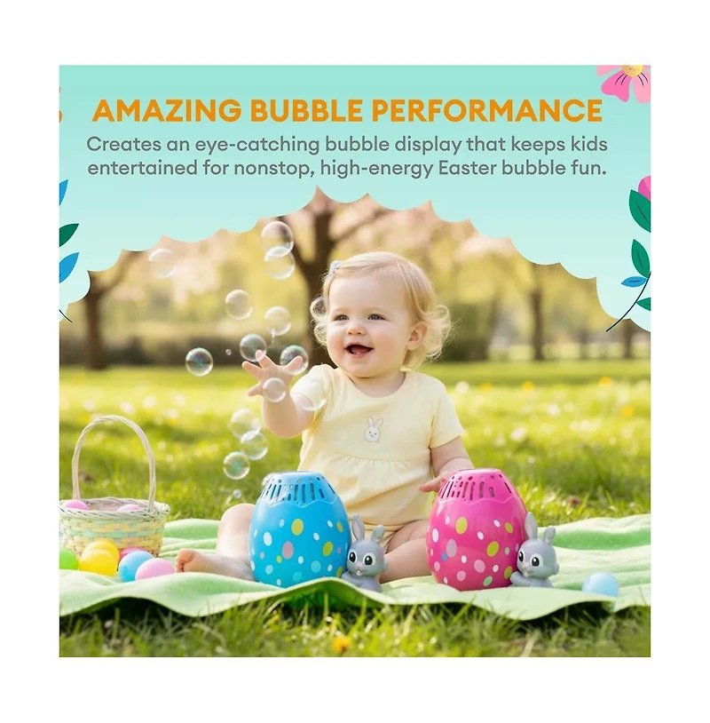 Sperric Easter Egg Bubble Maker Machine, Bunny Designed Automatic Toy, Battery Operated Outdoor Blower Toys
