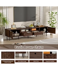 Rainsken 78" Modern Tv Stand for TVs , Entertainment Center with Storage Cabinets, 2 Drawers and Open Shelves, Media Console for Living Room